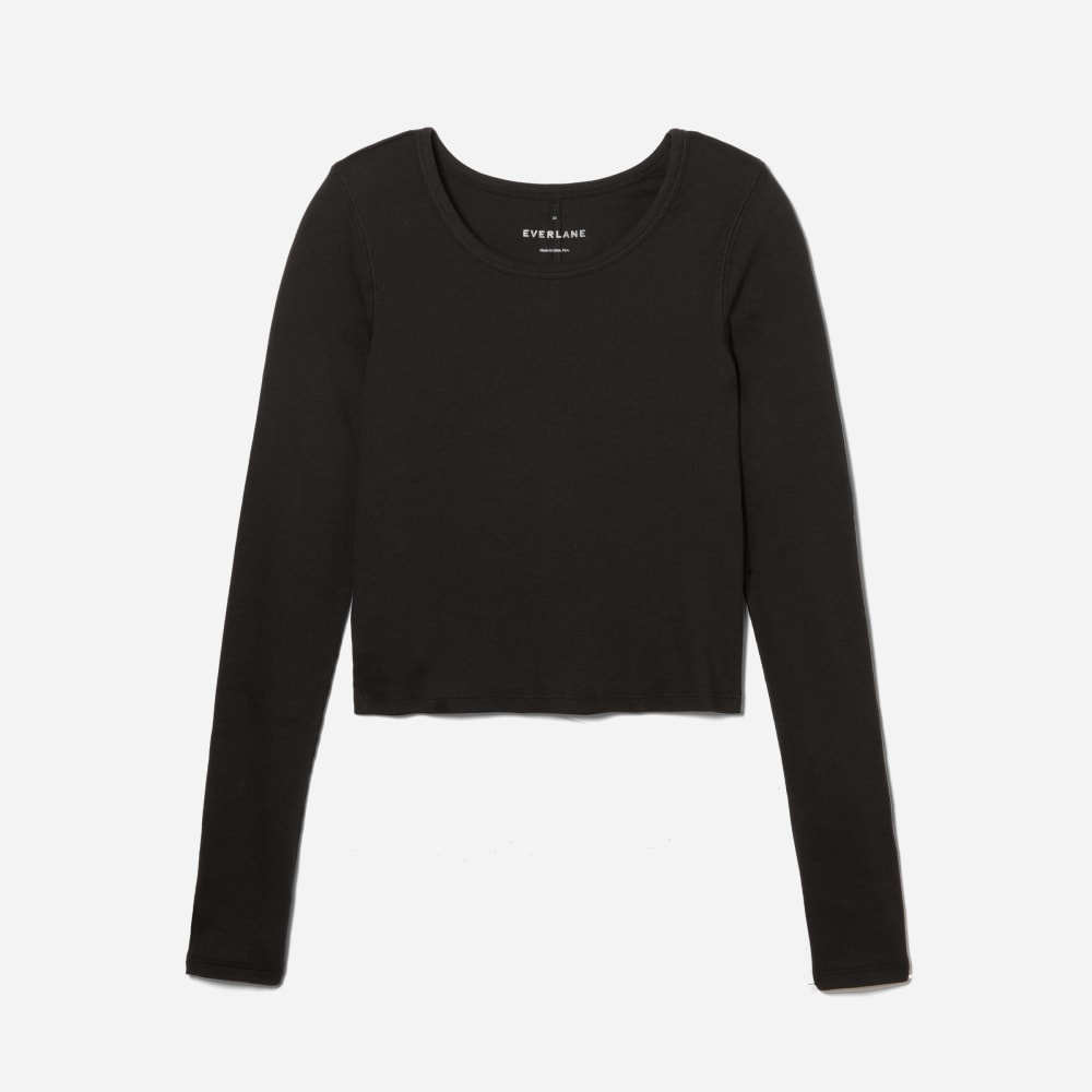 womens-cropped-pima-rib-ls-crew-black | alt