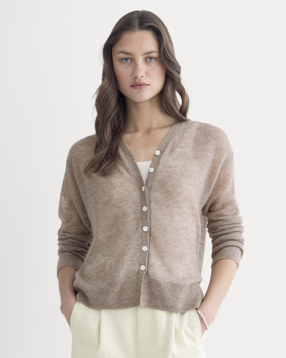 womens-air-alpaca-high-v-cardigan-heathered-chocolate-chip | primary
