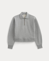womens-luxe-fleece-zip-polo-vintage-heather-grey | alt