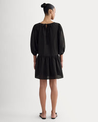 womens-gauze-puff-sleeve-mini-dress-black