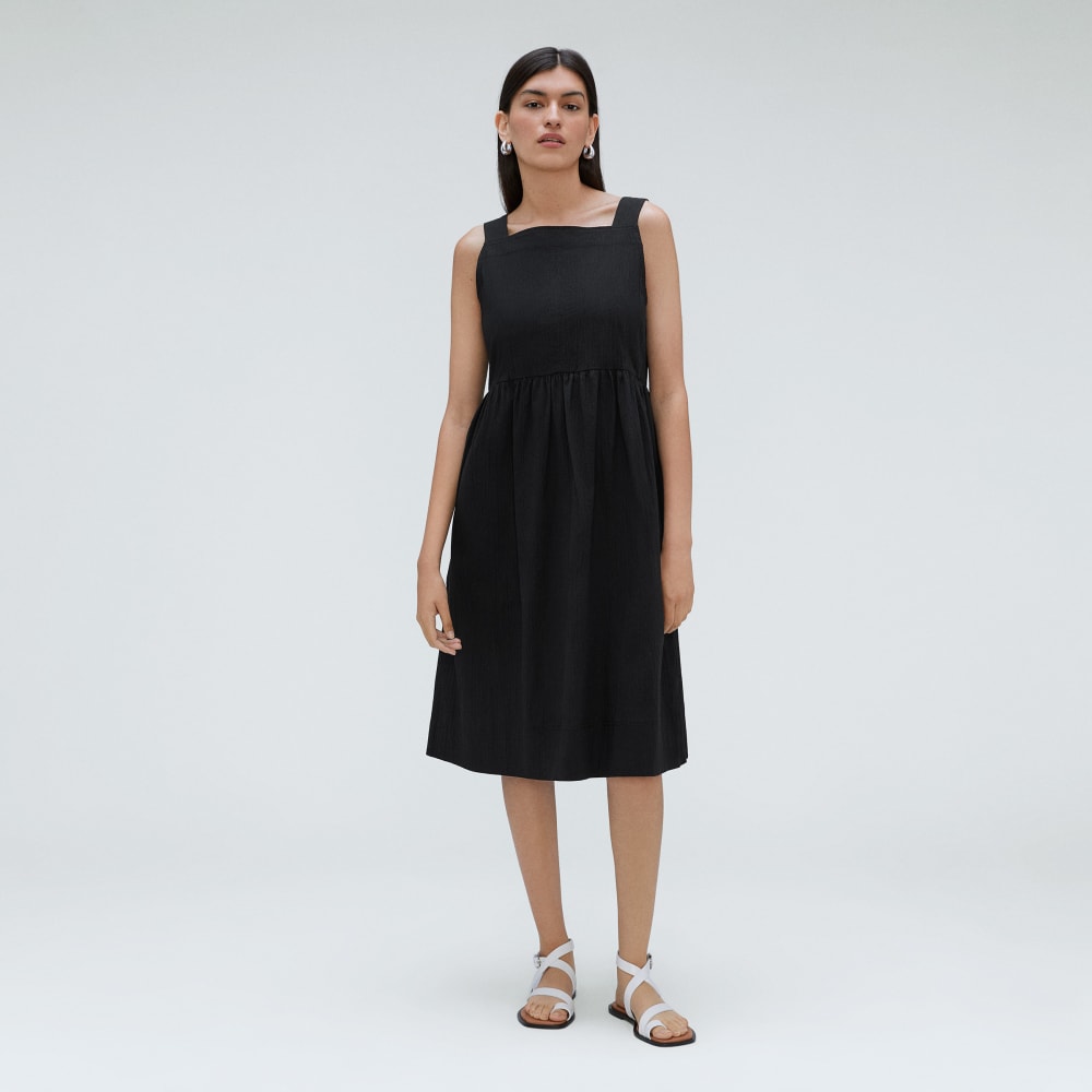womens-seersucker-midi-dress-black