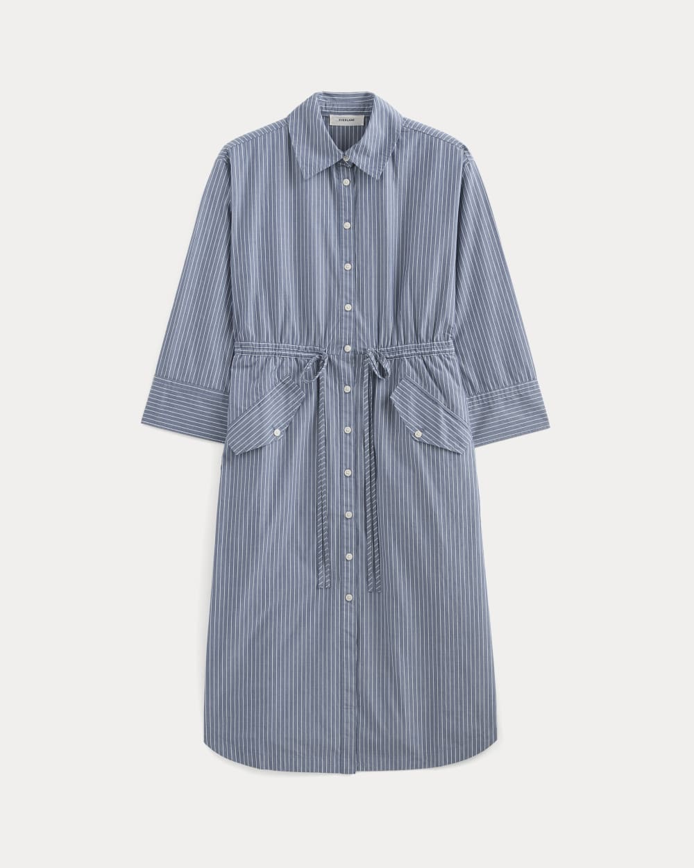 womens-drawcord-shirtdress-soft-cotton-mazarine-blue-optic-white | alt