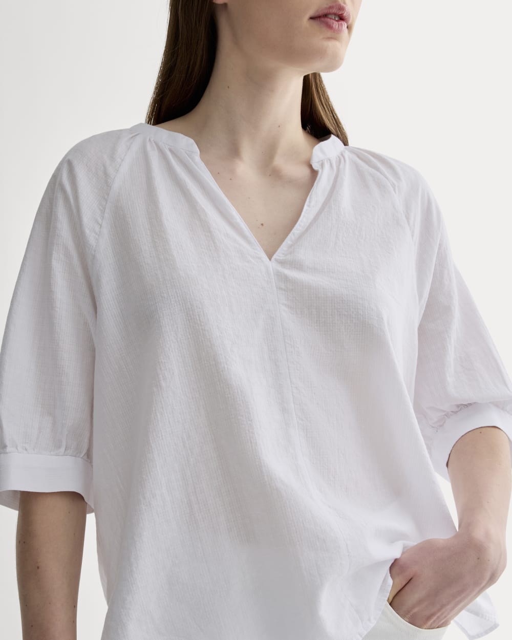 womens-gauze-gathered-top-white