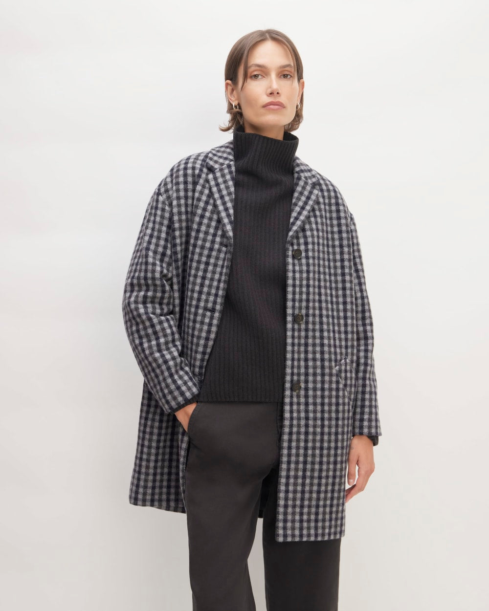 womens-italian-rewool-cocoon-coat-grey-charcoal-navy-check | primary