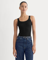 womens-light-ribbed-cami-in-soft-merino-black | primary