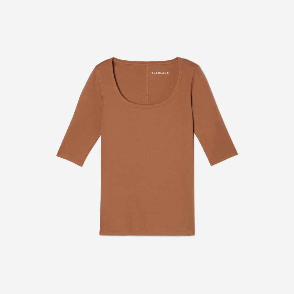 womens-pima-micro-rib-scoop-neck-tawny-brown | alt