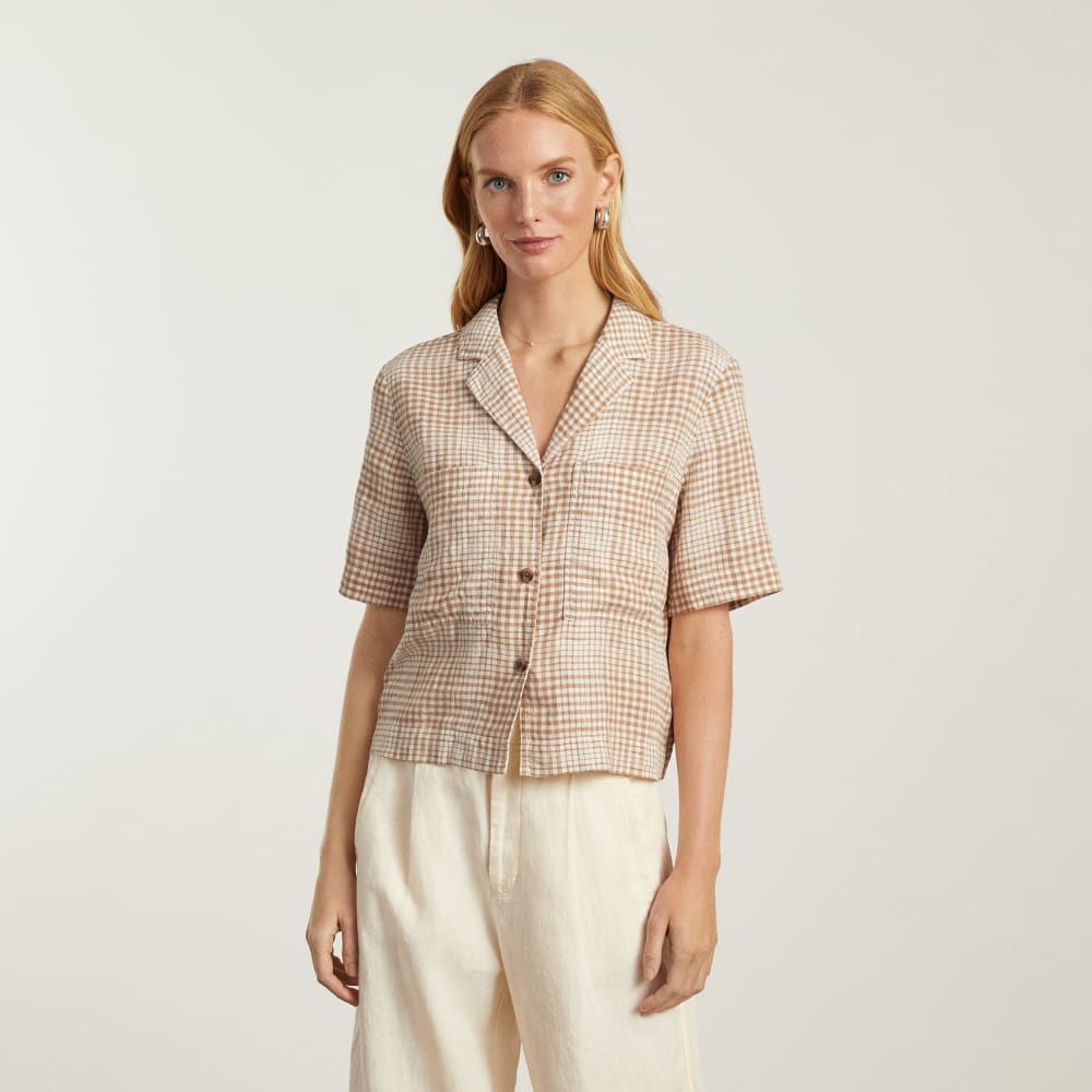 womens-linen-workwear-shirt-coffee-grid