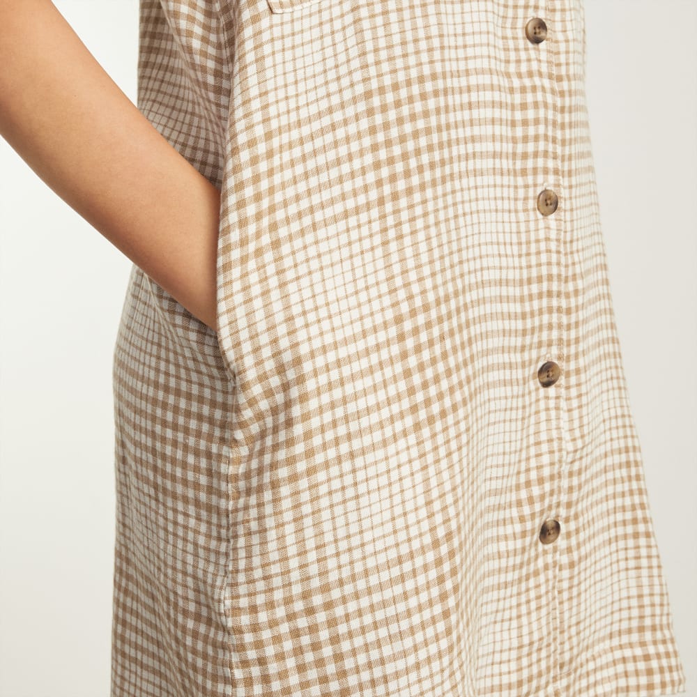 womens-linen-workwear-dress-coffee-grid