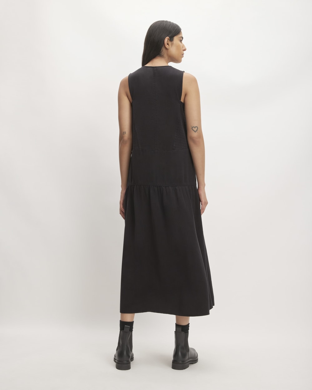 womens-tencel-v-neck-dress-black