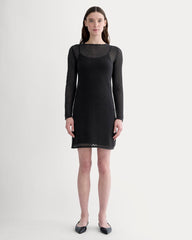 womens-lace-knit-mini-dress-black | primary