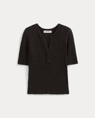 womens-rib-knit-short-sleeve-henley-black | alt
