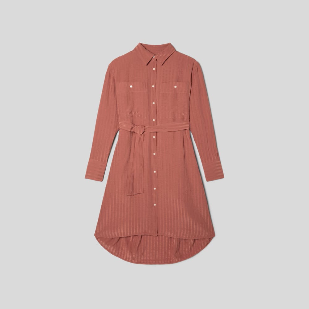 womens-city-stripe-draped-shirt-dress-redwood | alt