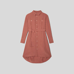 womens-city-stripe-draped-shirt-dress-redwood | alt