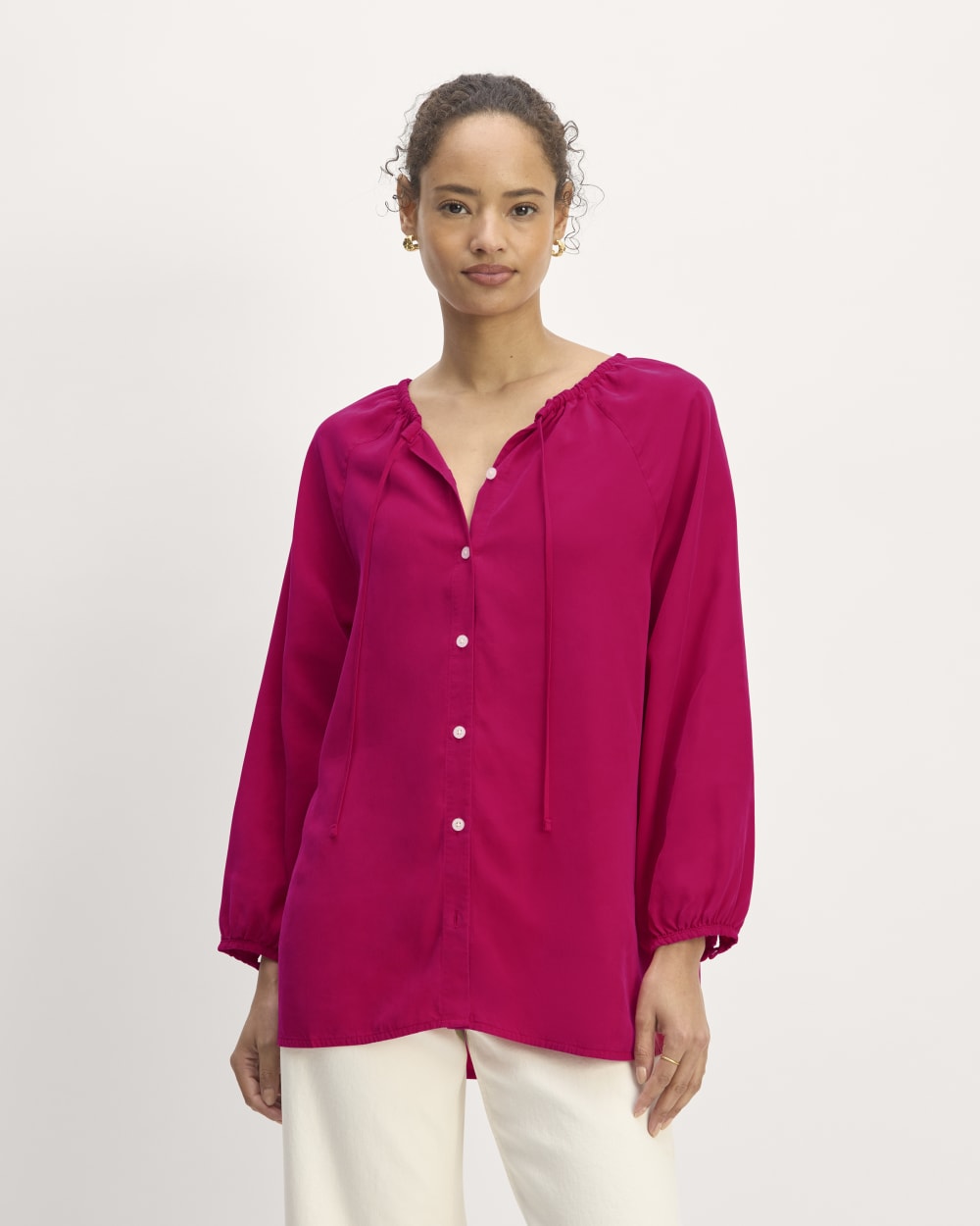 womens-tencel-gathered-shirt-red-currant | primary