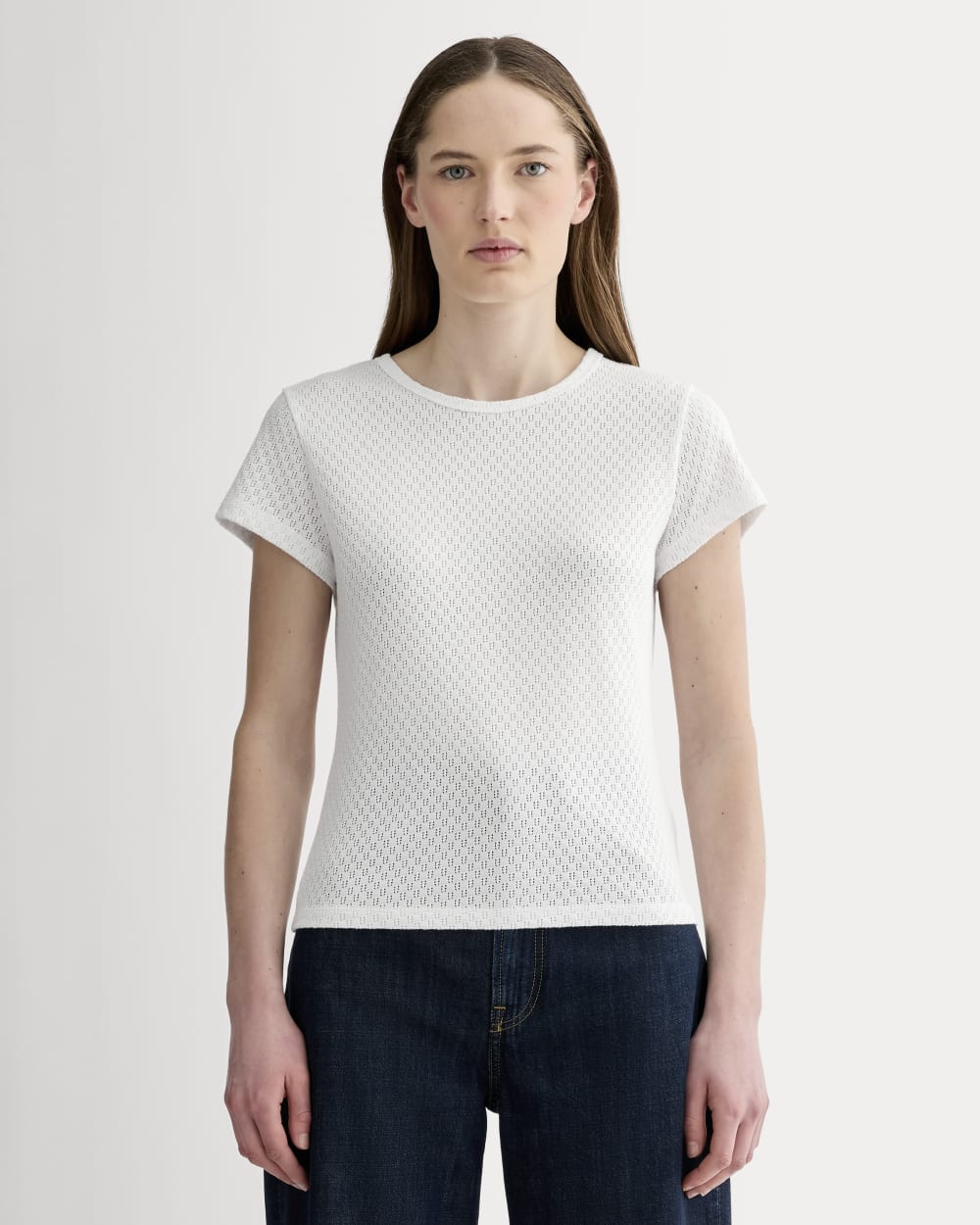 womens-pointelle-short-sleeve-tee-white | primary