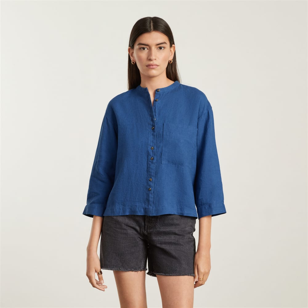 womens-linen-billow-blouse-deep-blue