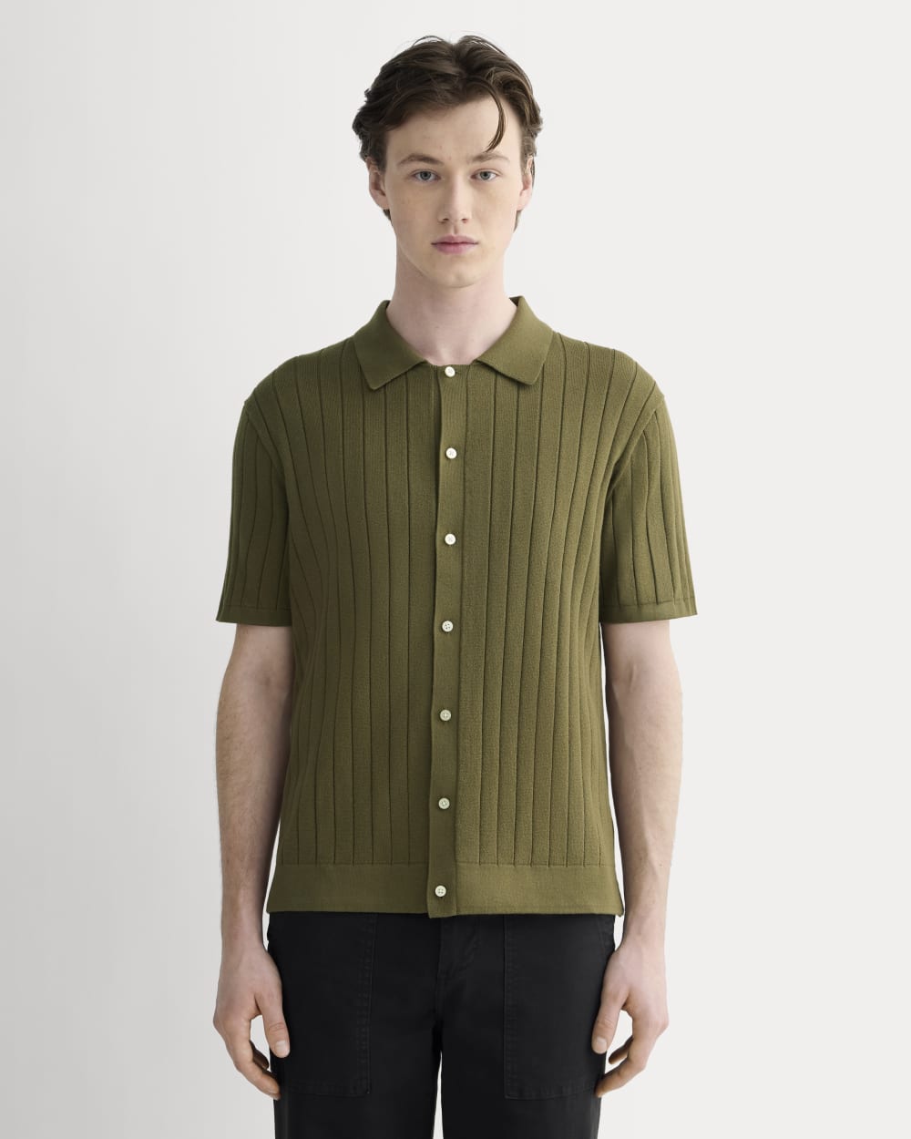mens-no-sweat-button-down-polo-olive | primary
