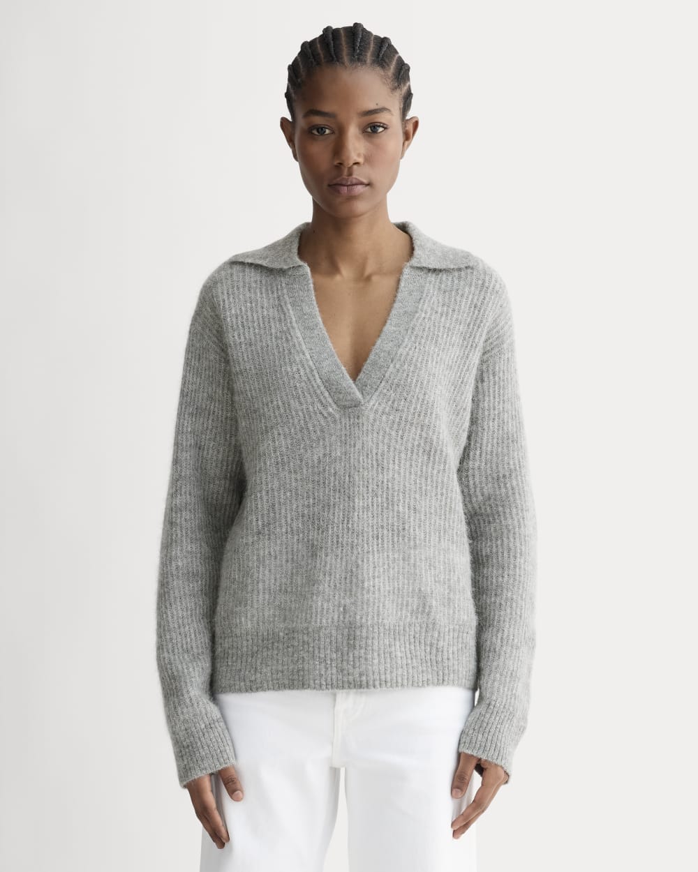 womens-oversized-polo-sweater-alpaca-heather-stone-grey | primary