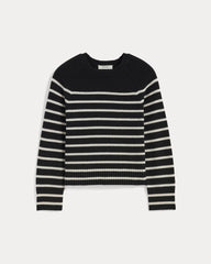 womens-cashmere-boxy-crew-sweater-black-bone-stripe | alt