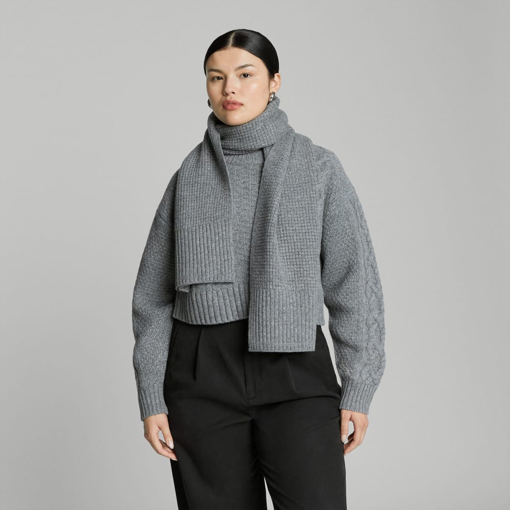unisex-felted-merino-waffle-knit-scarf-heathered-mid-grey | primary