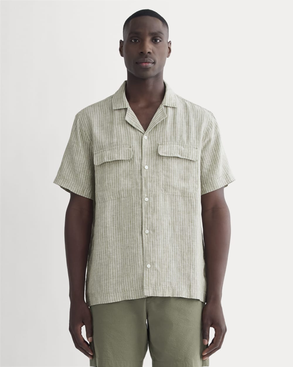 mens-linen-ss-camp-shirt-oil-green-white | primary