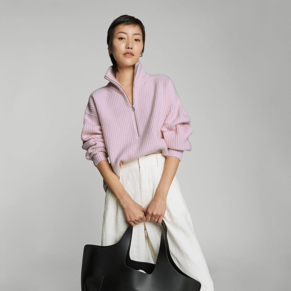 womens-felted-merino-halfzip-sweater-light-lilac