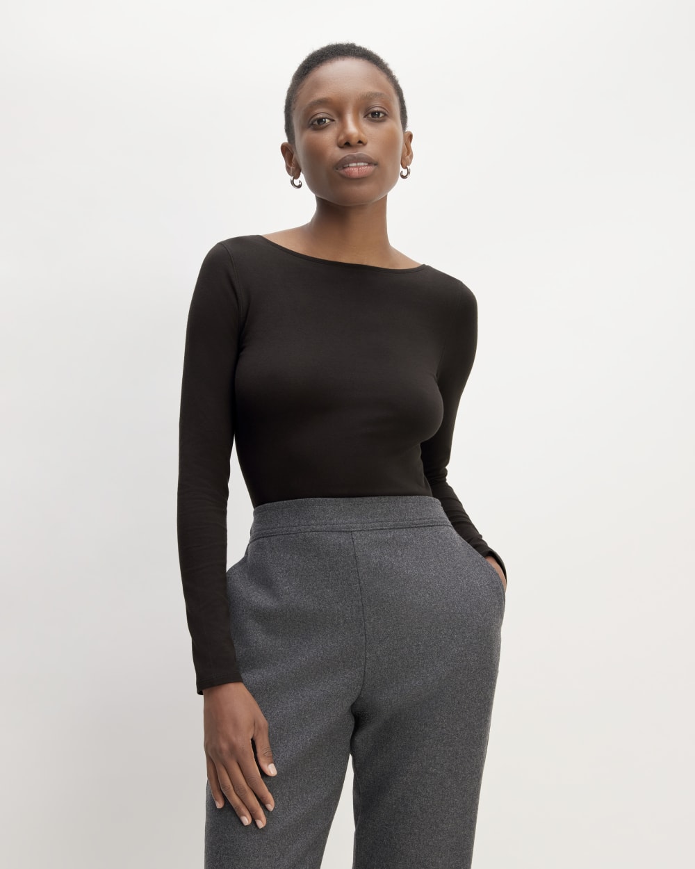 womens-supima-form-scoop-back-tee-black | primary