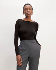 womens-supima-form-scoop-back-tee-black | primary