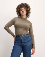 womens-supima-funnel-neck-ls-tee-taupe | primary