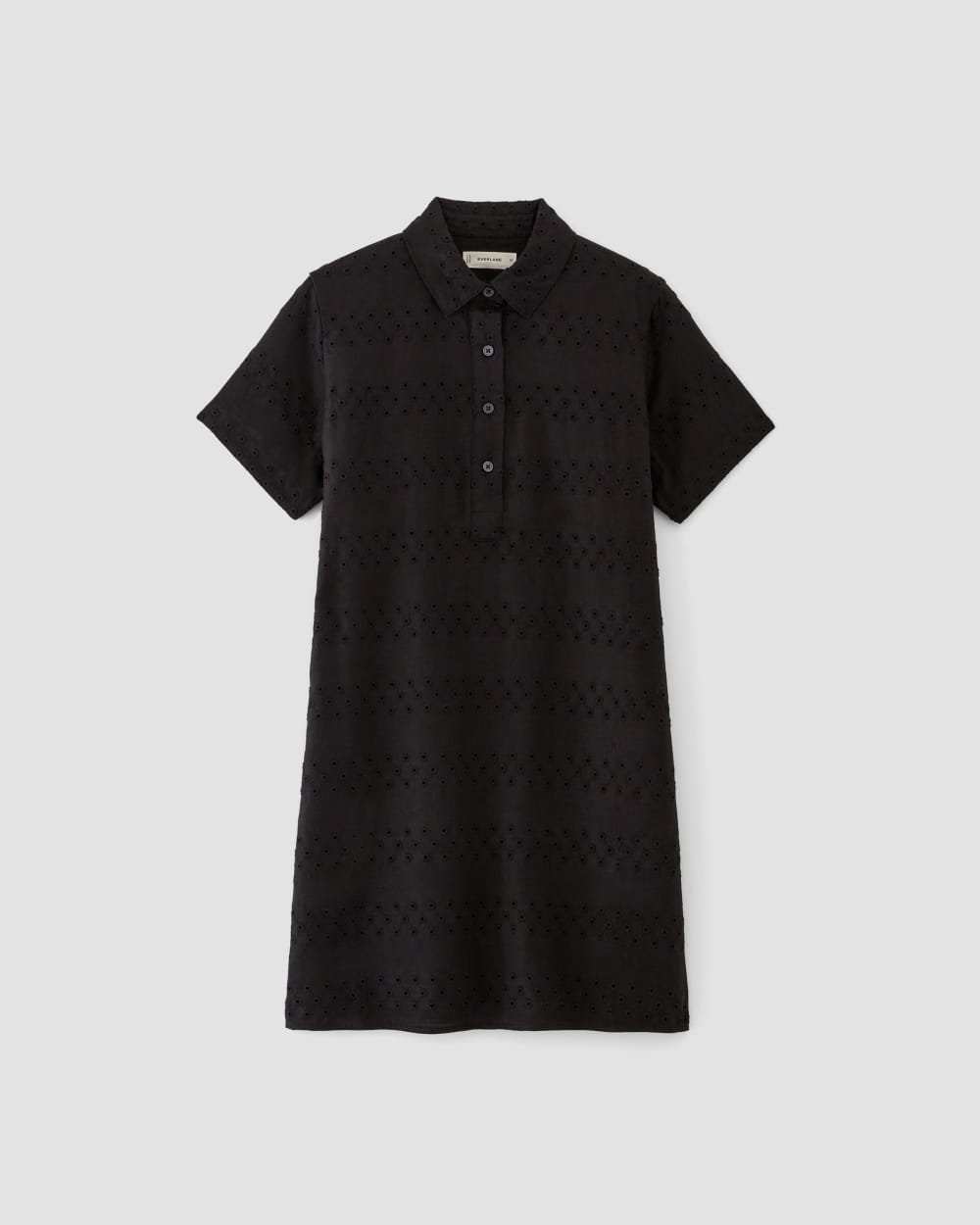womens-linen-eyelet-shirtdress-black-eyelet | alt