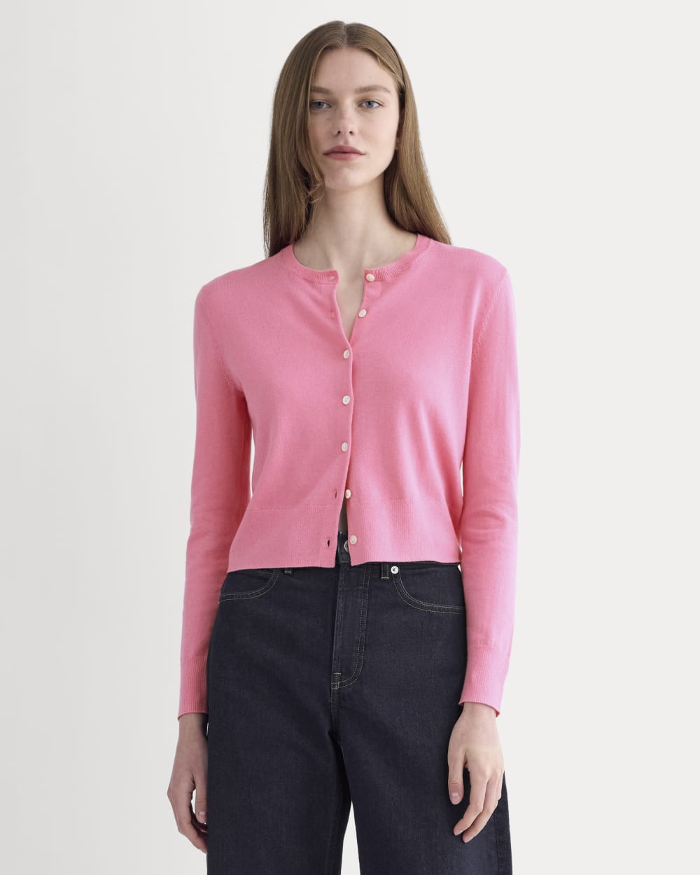womens-cropped-cardigan-cotton-cashmere-deep-pink | primary
