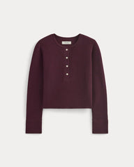 womens-boxy-henley-in-cozy-waffle-heathered-port-royale | alt