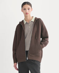 womens-luxe-fleece-oversized-zip-hoodie-dark-chocolate | primary