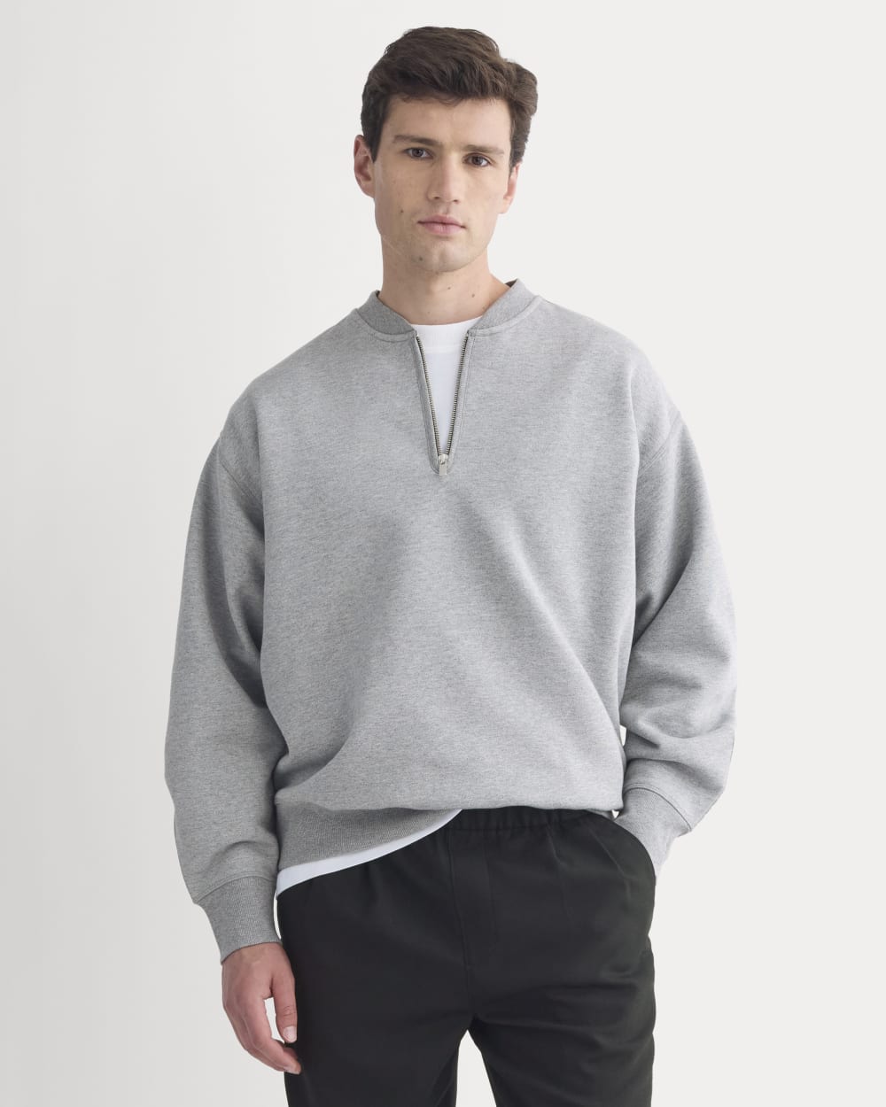 mens-luxe-fleece-halfzip-pullover-vintage-heather-grey | primary