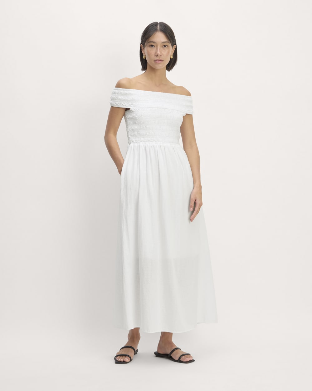 womens-gauze-off-shoulder-dress-white | primary