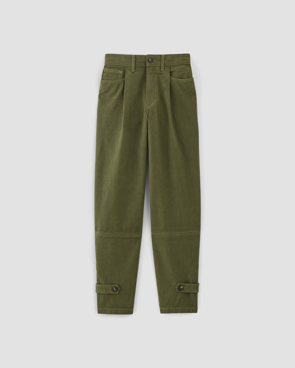 womens-ma-canvas-oversized-barrel-pant-deep-moss-green | alt