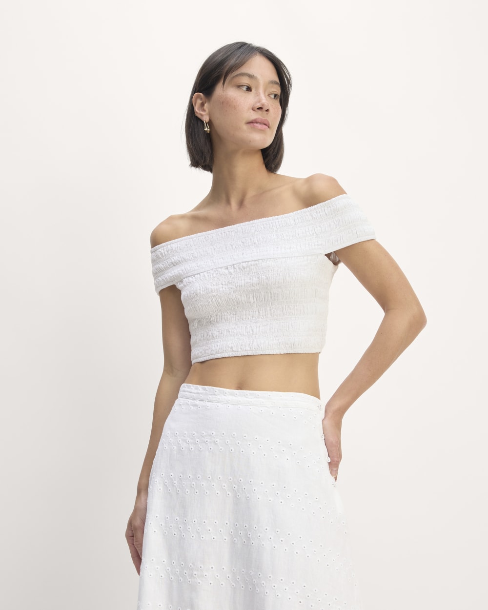 womens-gauze-smock-top-white | primary