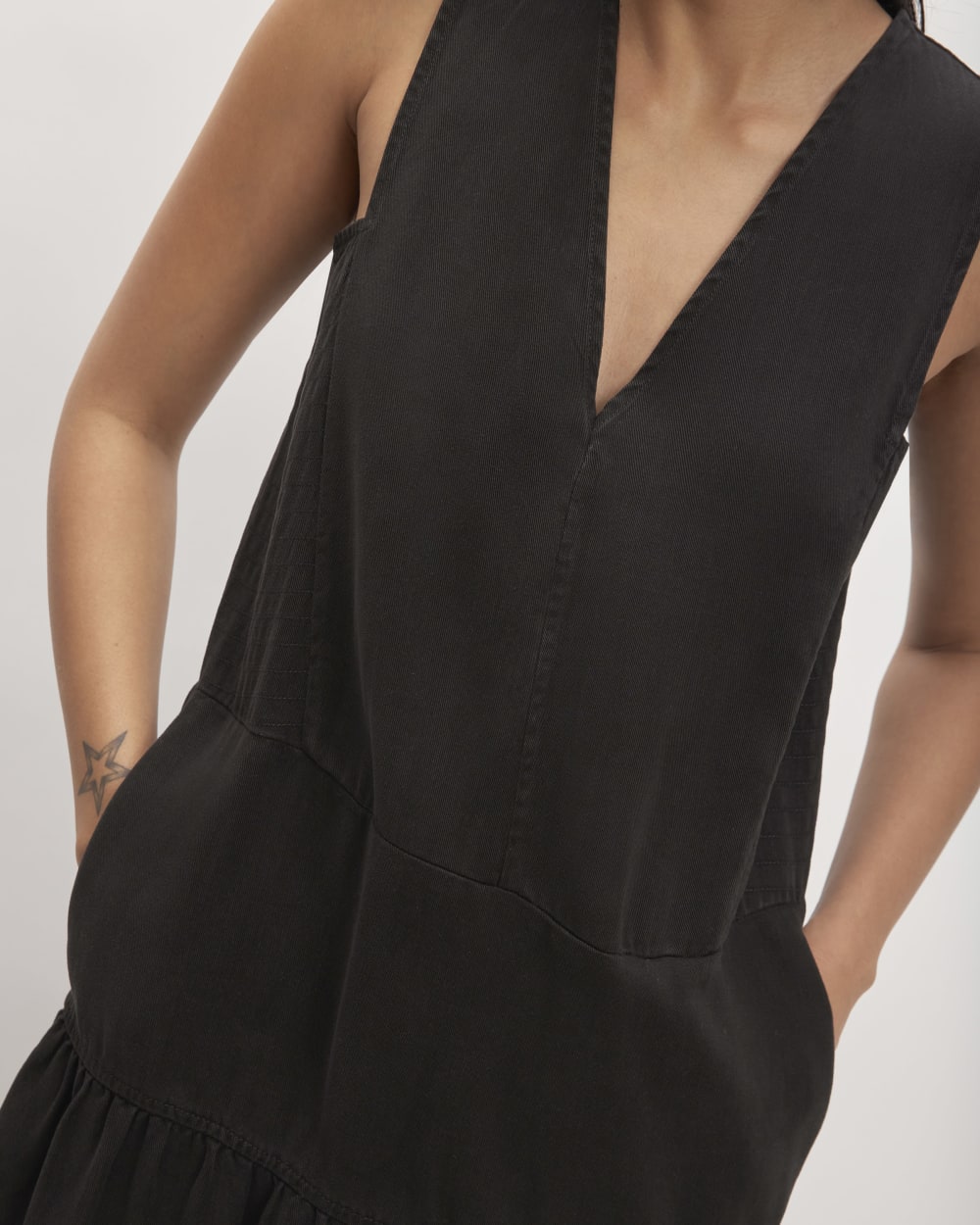 womens-tencel-v-neck-dress-black