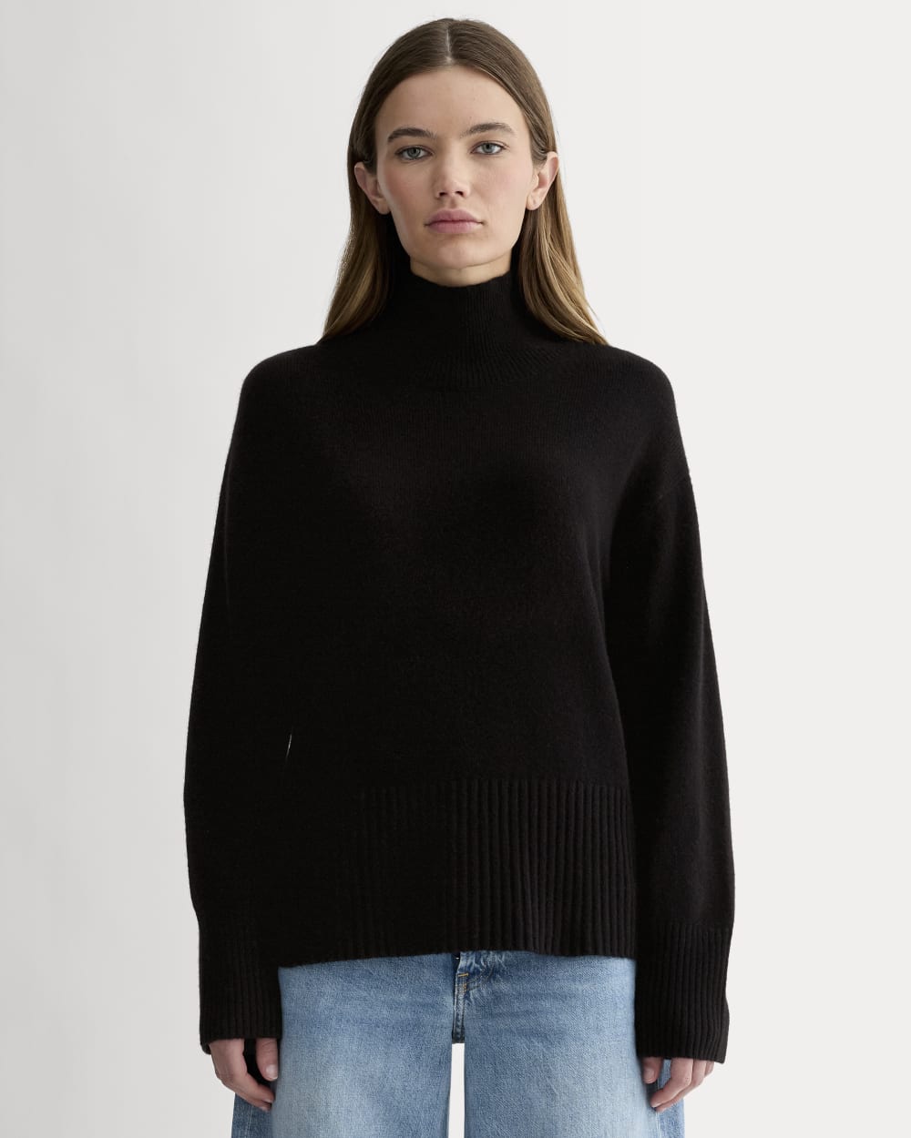 womens-cashmere-boxy-turtleneck-sweater-black | primary