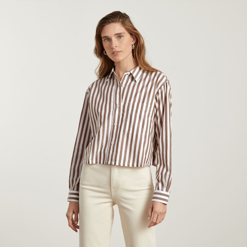 womens-silky-cttn-cropped-shirt-espresso-white | primary