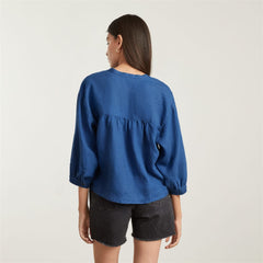 womens-linen-billow-blouse-deep-blue