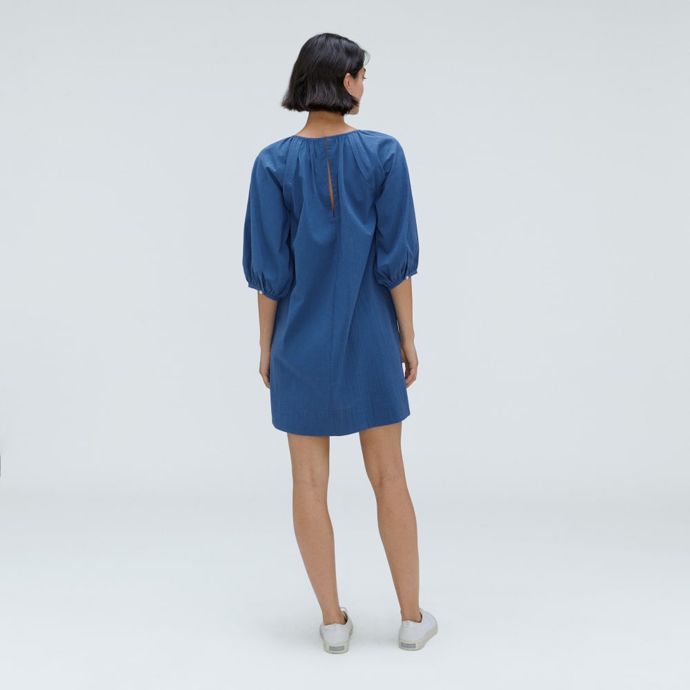 womens-seersucker-puff-sleeve-dress-deep-blue