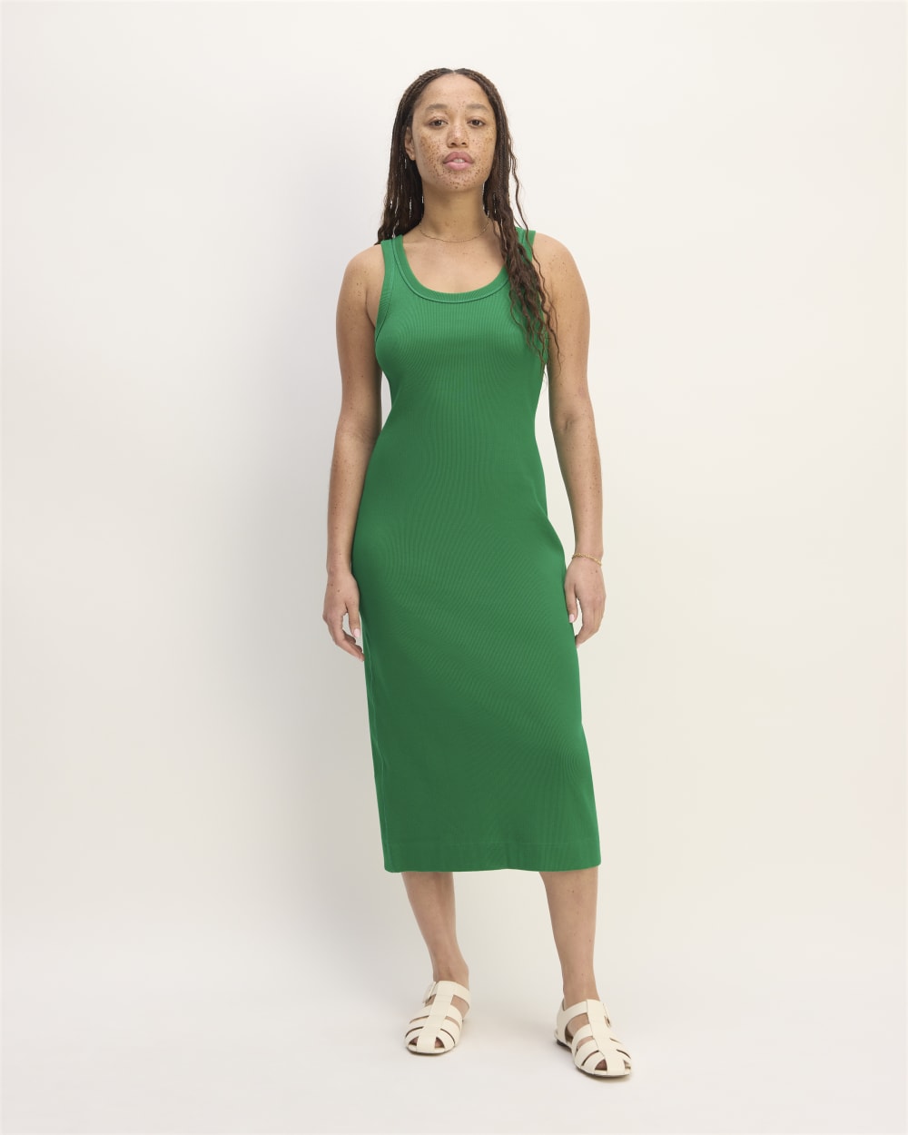 womens-ribbed-tank-dress-grass-green | primary