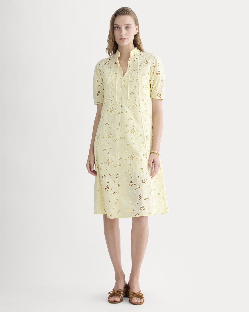 womens-eyelet-maxi-dress-light-yellow | primary