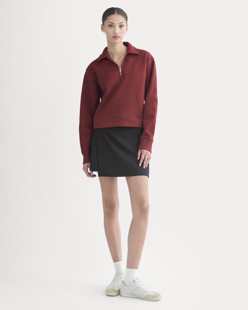 womens-luxe-fleece-zip-polo-merlot