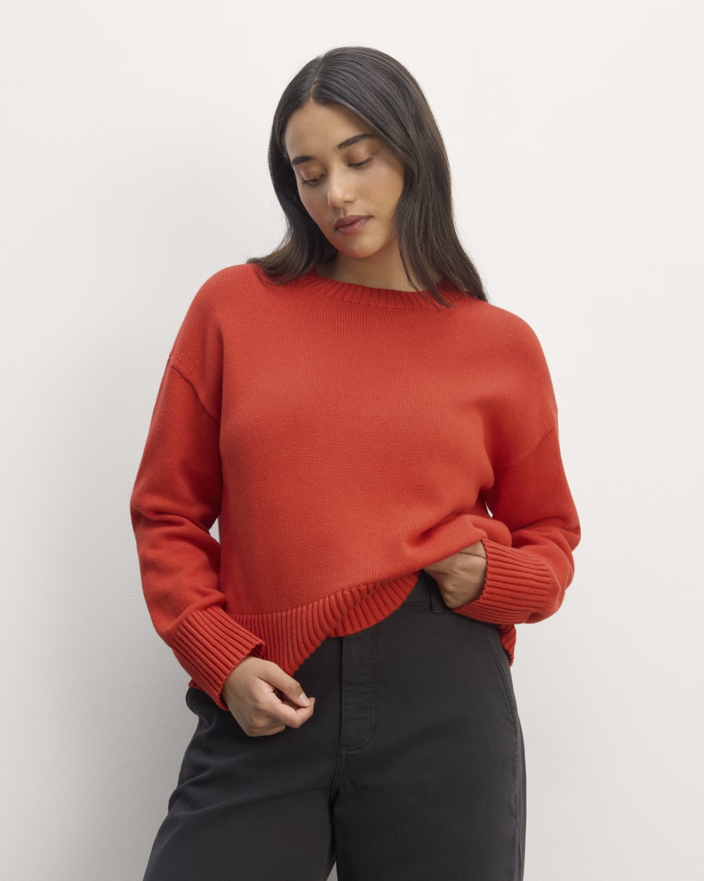womens-organic-cotton-crew-sweater-poppy-red | primary