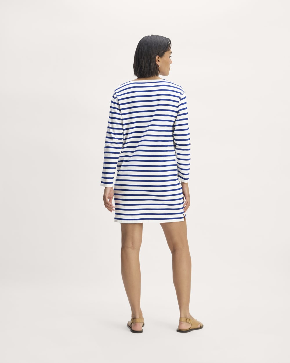 womens-organic-cotton-striped-tee-dress-bone-mazarine-blue