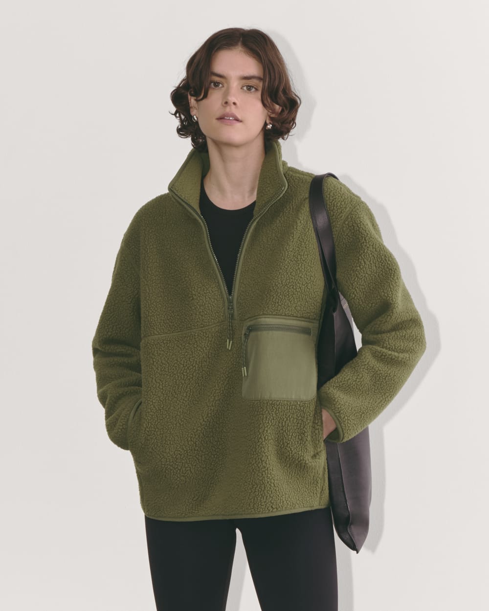 womens-renew-fleece-oversized-half-zip-new-kalamata | primary