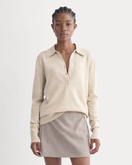 womens-oversized-polo-sweater-merino-heather-barley | primary