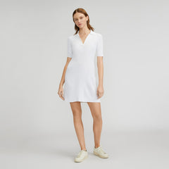 womens-ribbed-short-sleeve-polo-dress-white | primary